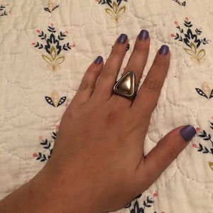 Copper and silver triangle ring